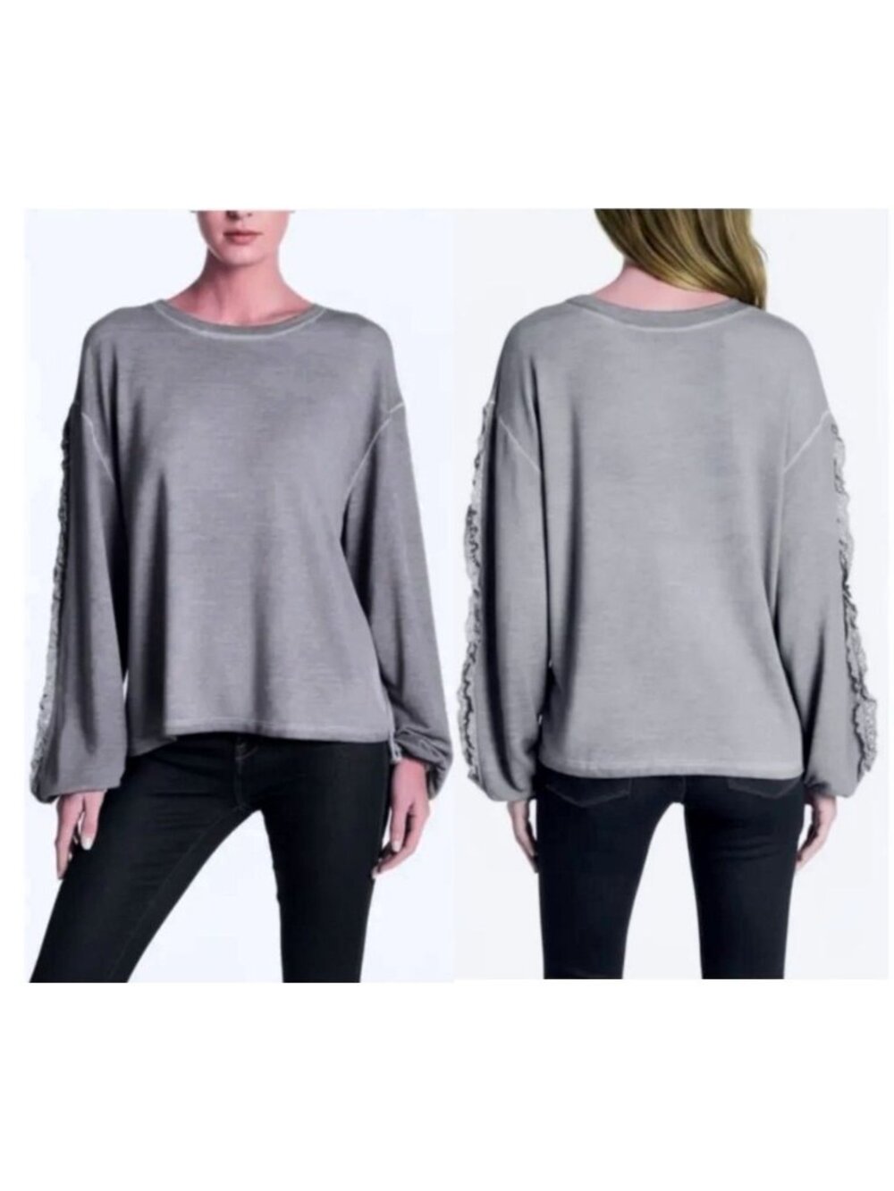 Dantelle‎ Women's Gray Oil Dye Sweatshirt Pullover Top Size Small NWT - Picture 16 of 16